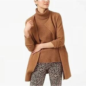 J. CREW Vanessa Open Front Longline Cardigan Sweater Camel Tan XS